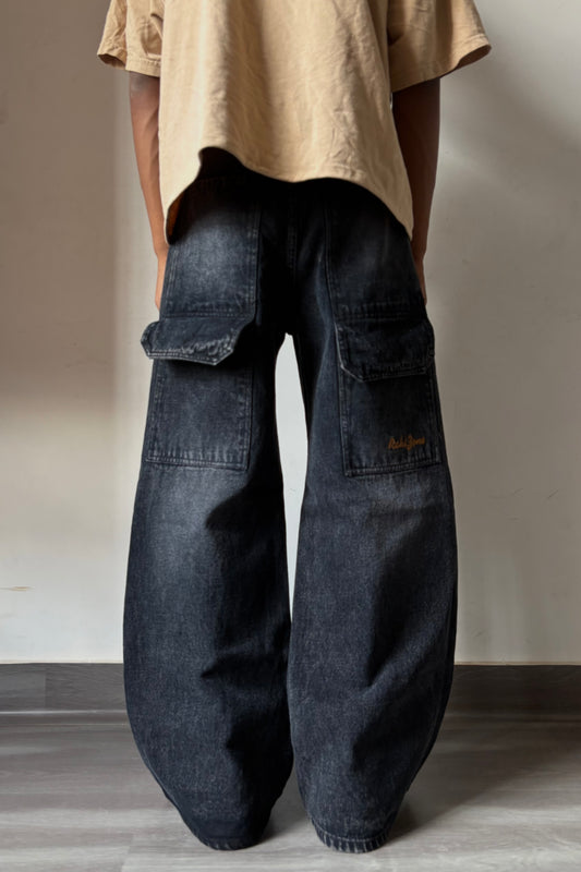 Deep Black Wash Flap Pocket Denim