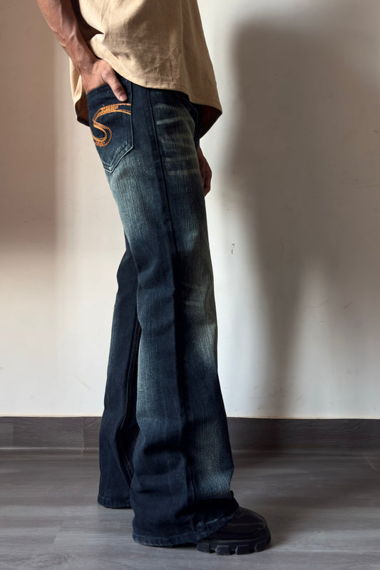 Whisker Fade Cross Slub Bootcut Denim