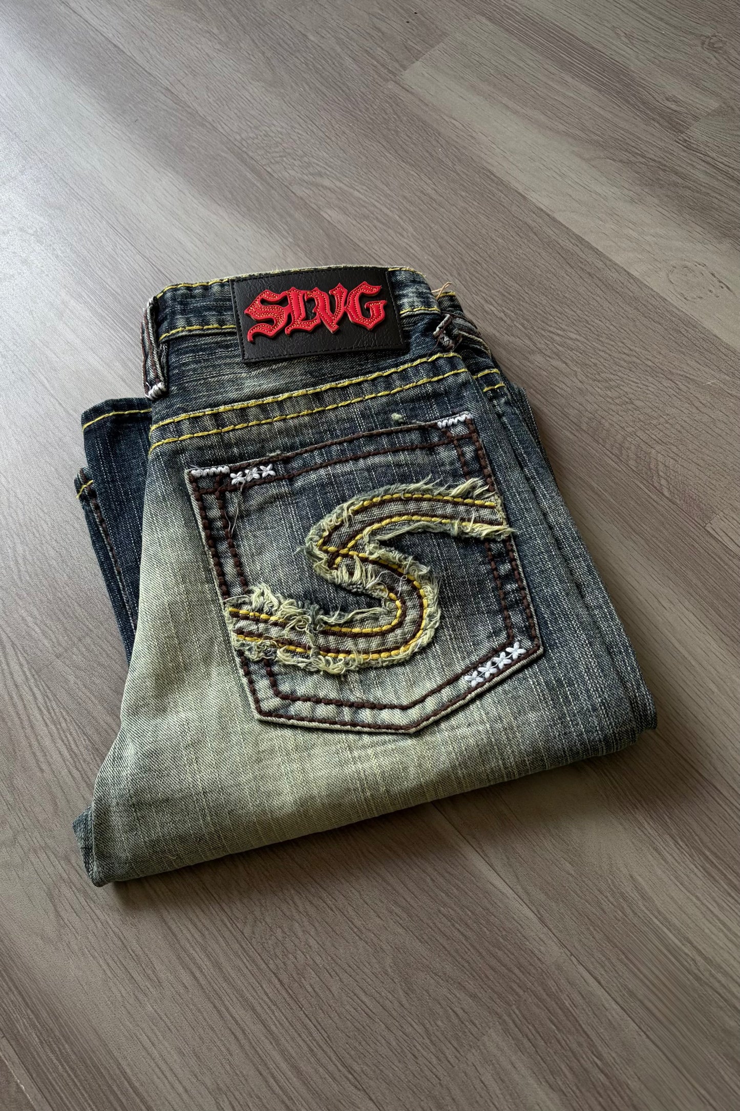 Burnt Script Muted Wash Bootcut