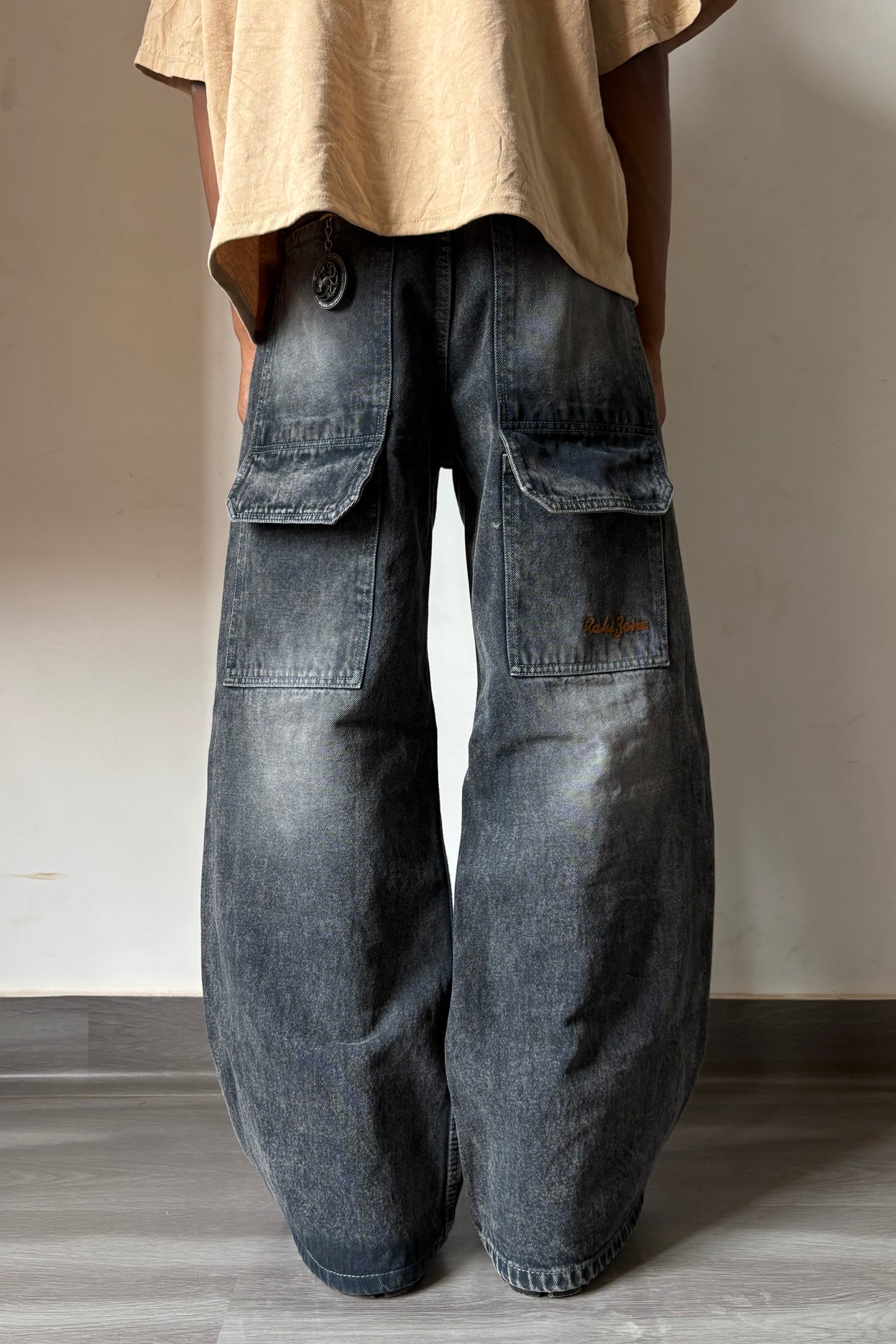 Light Charcoal Wash Flap Pocket Denim