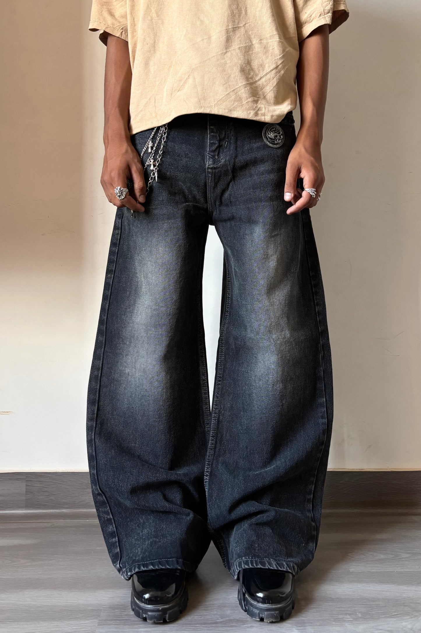 Warm Black Wash Flap Pocket Denim