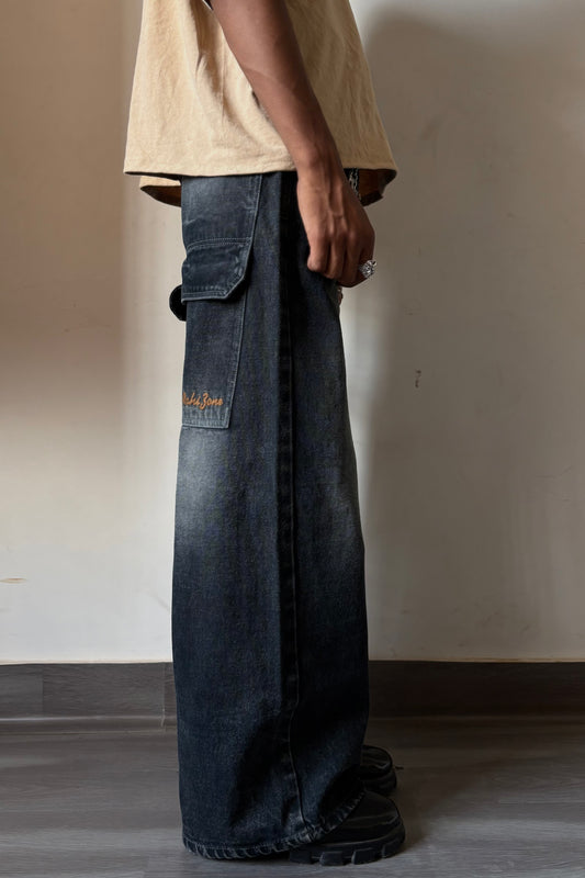 Warm Black Wash Flap Pocket Denim