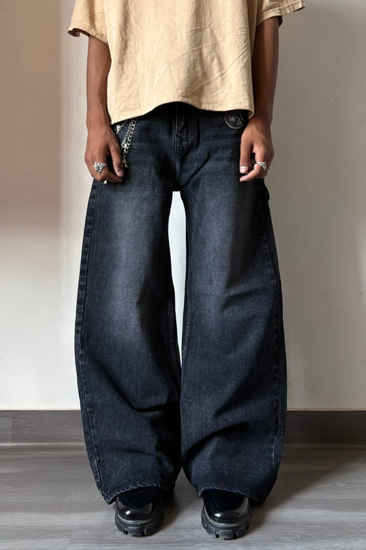 Deep Black Wash Flap Pocket Denim