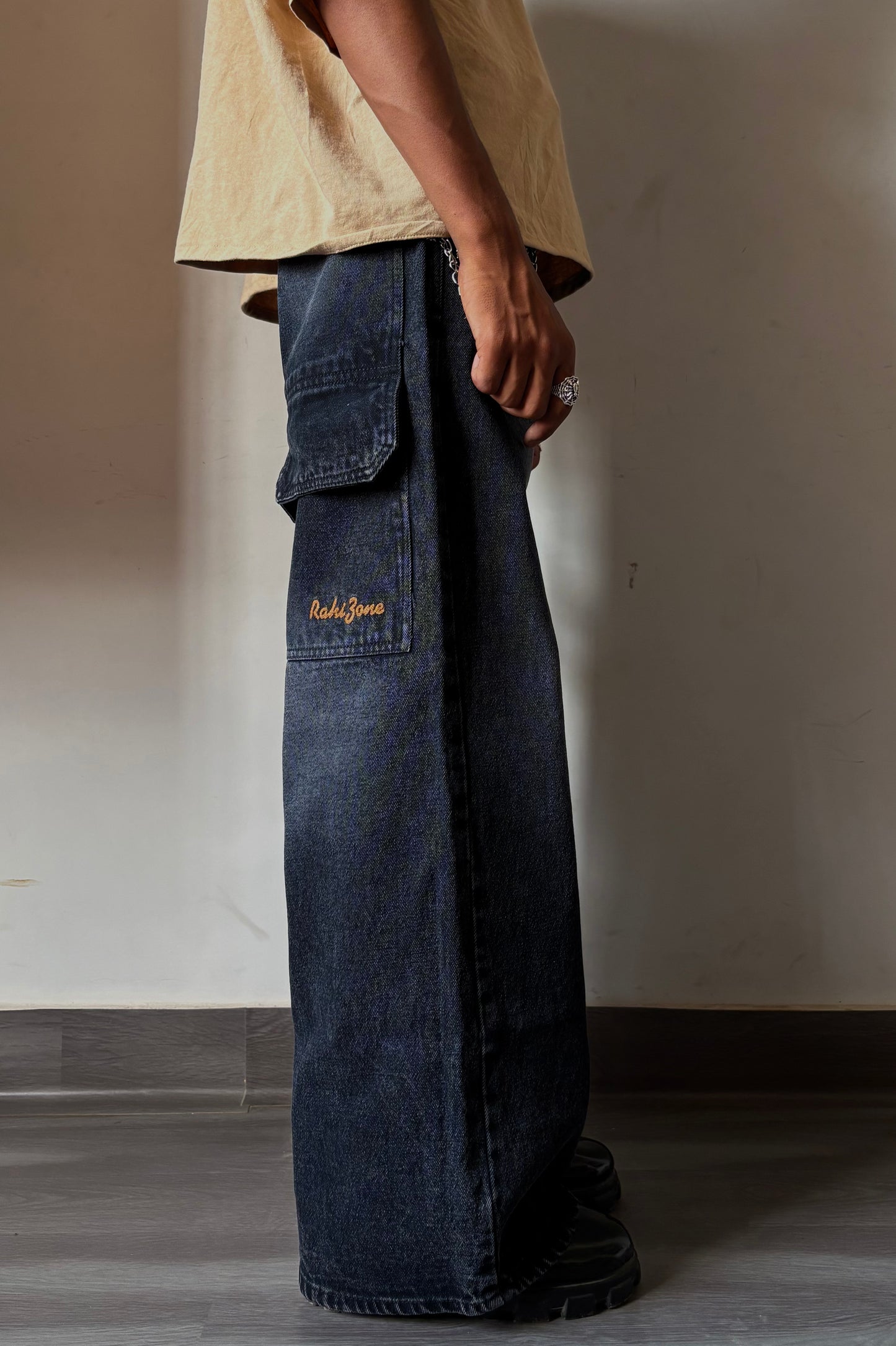 Deep Black Wash Flap Pocket Denim