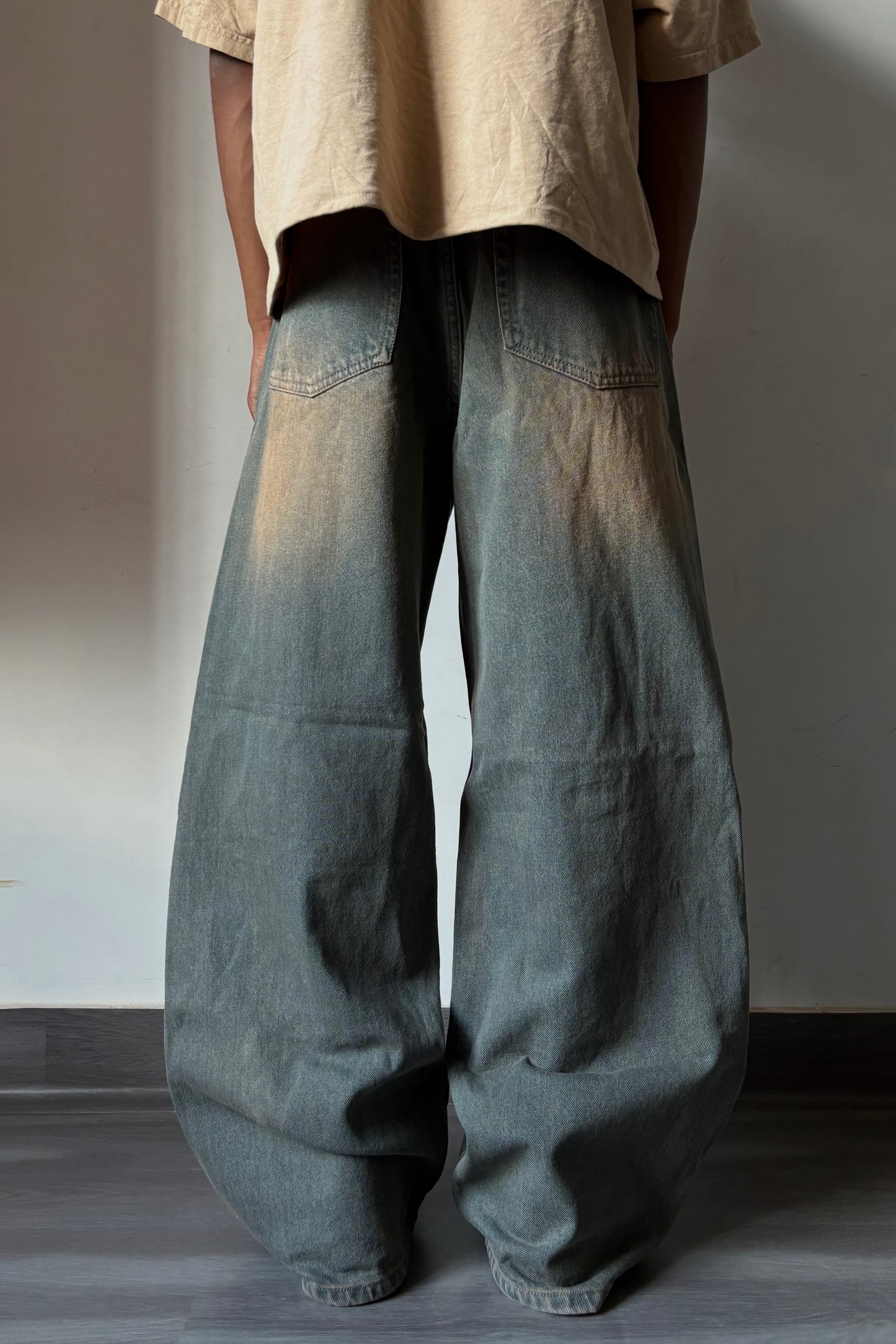 Dust Olive Wash Baggy Denim