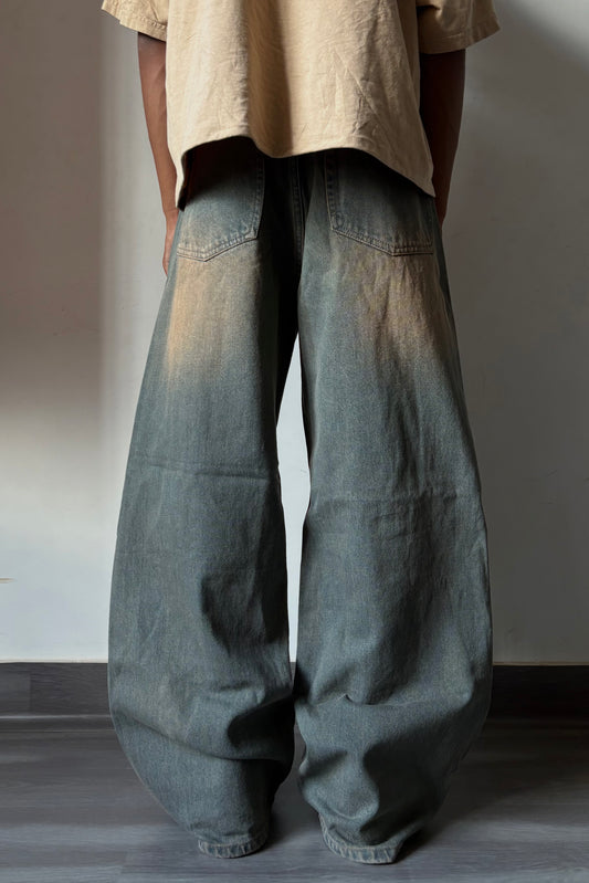 Dust Olive Wash Baggy Denim