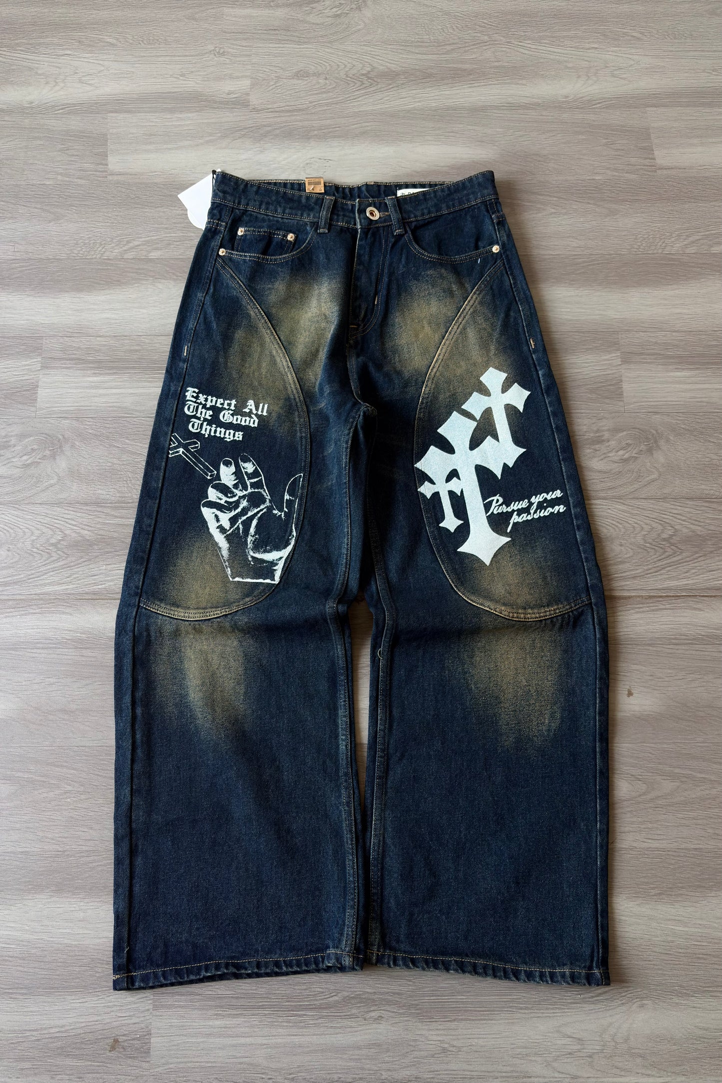 Amber Wash Graphic Panel Denim