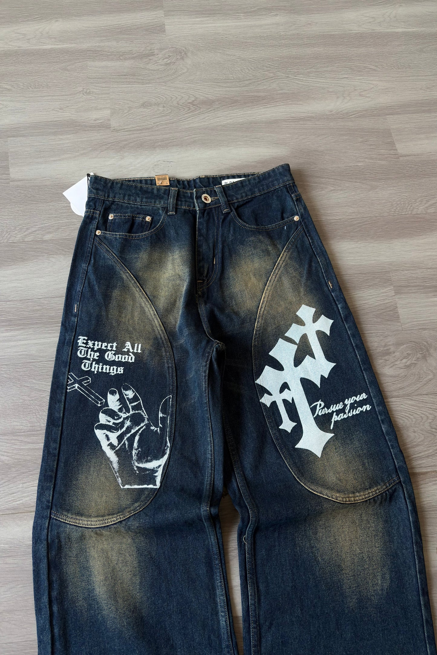 Amber Wash Graphic Panel Denim
