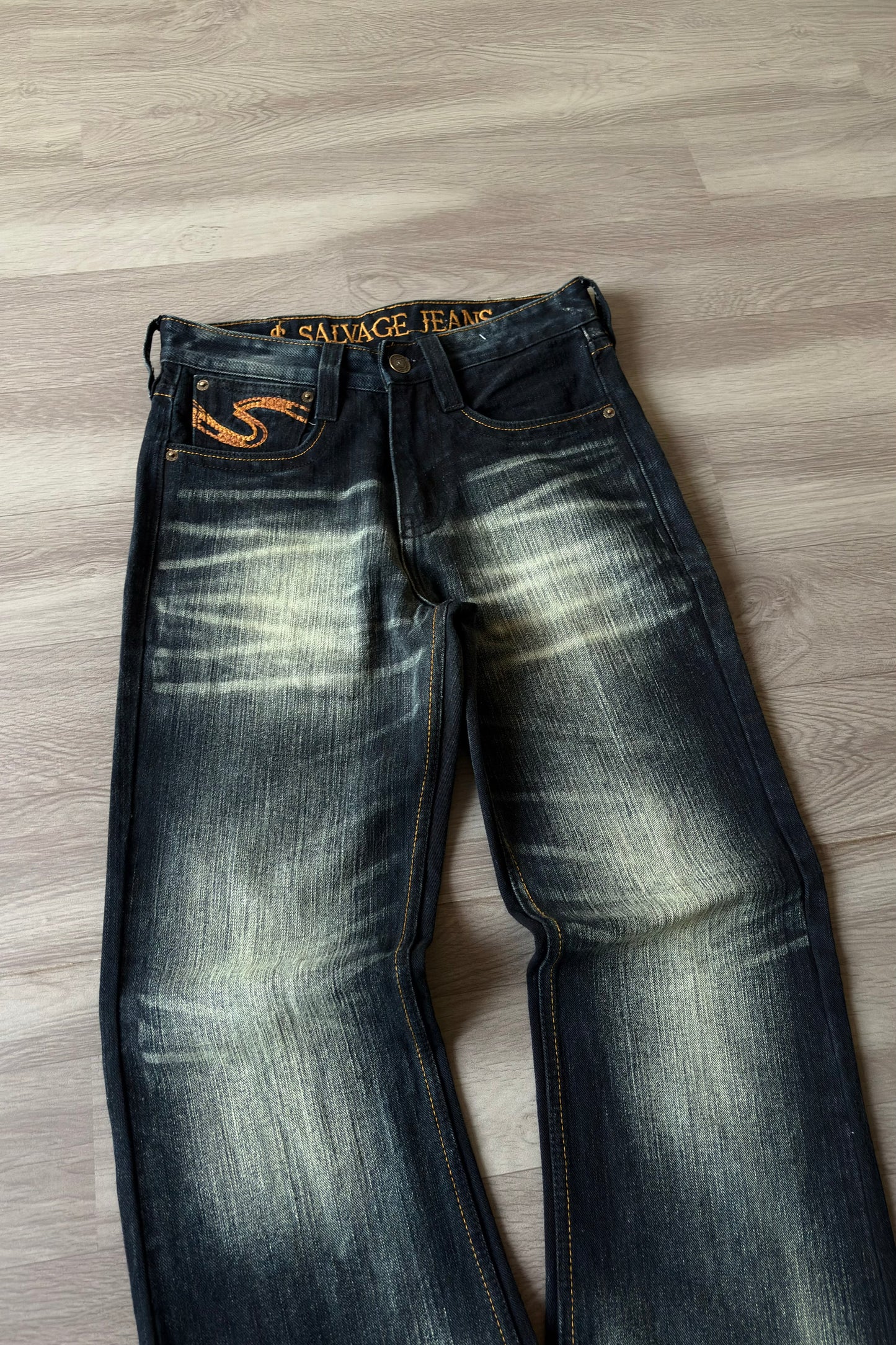 Whisker Fade Cross Slub Bootcut Denim