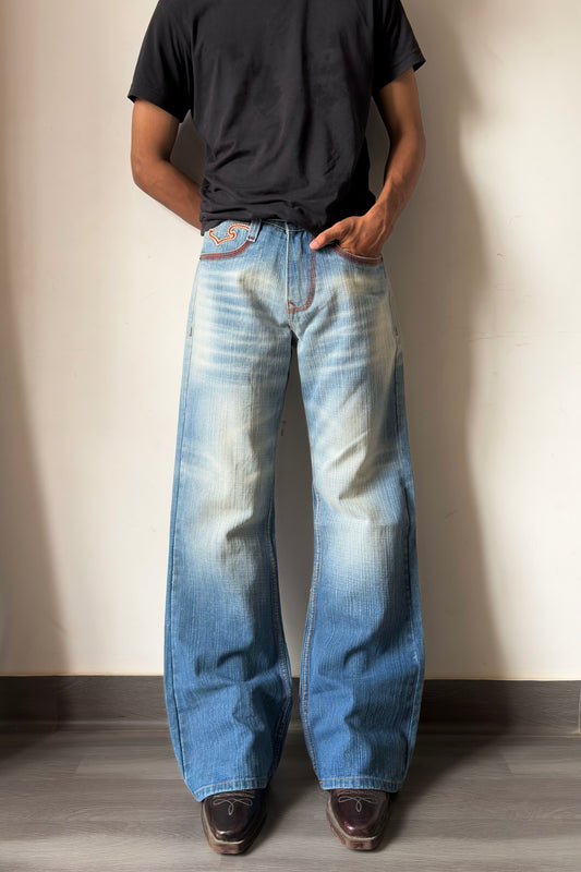 Heritage Blue Fade Bootcut Denim.