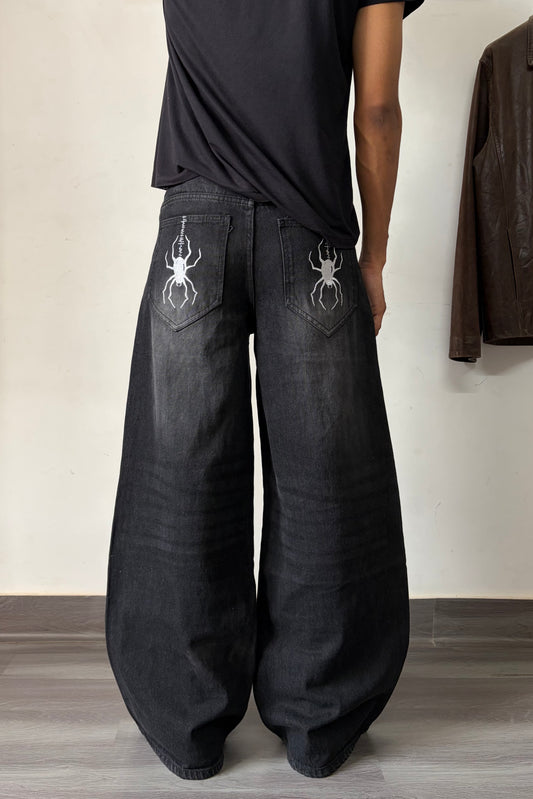 Spider Black Super Baggy Denim
