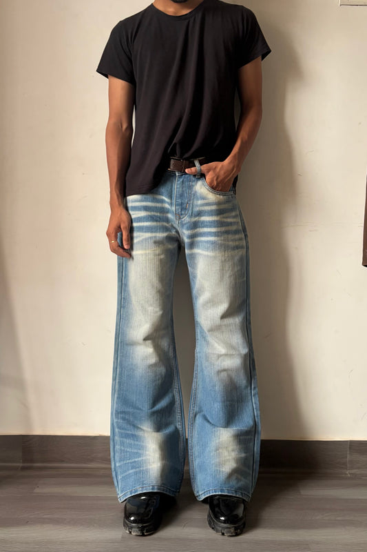 Sun Faded Flared Denim