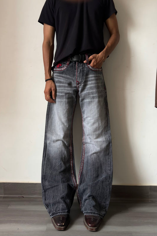 Alligator Cross Silver Fade Relaxed Bootcut