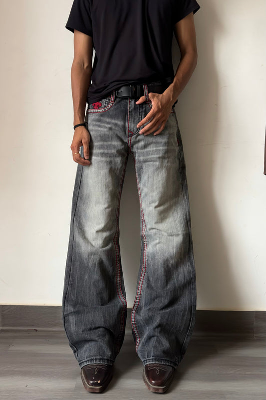 Alligator Cross Cream Fade Relaxed Bootcut