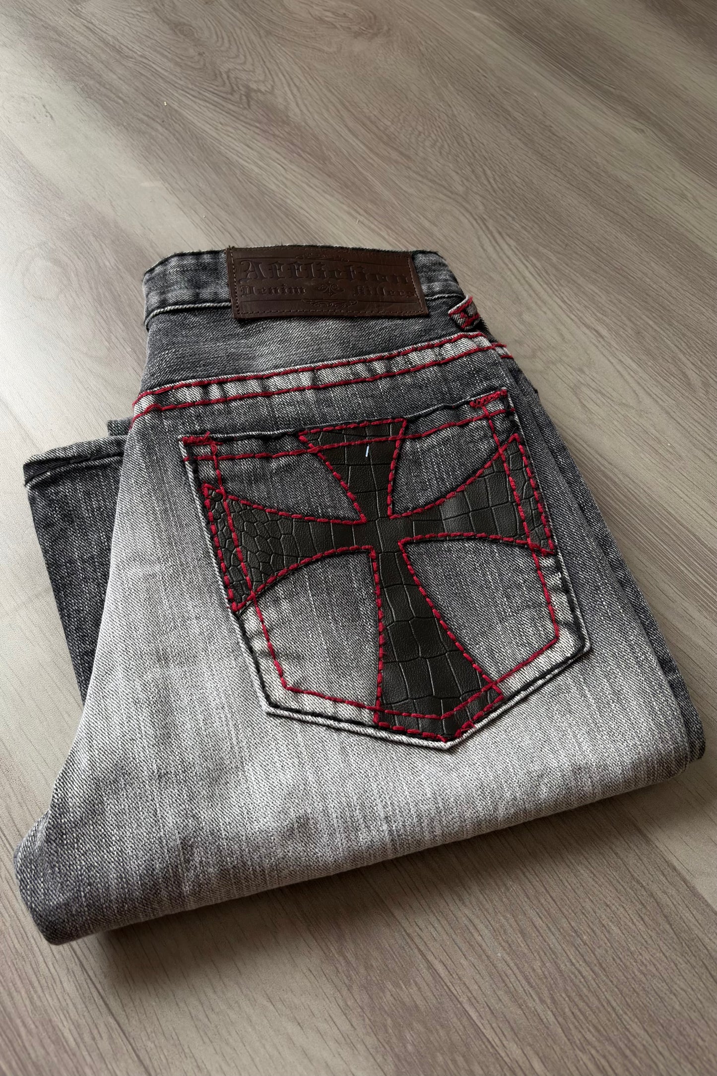 Alligator Cross Silver Fade Relaxed Bootcut