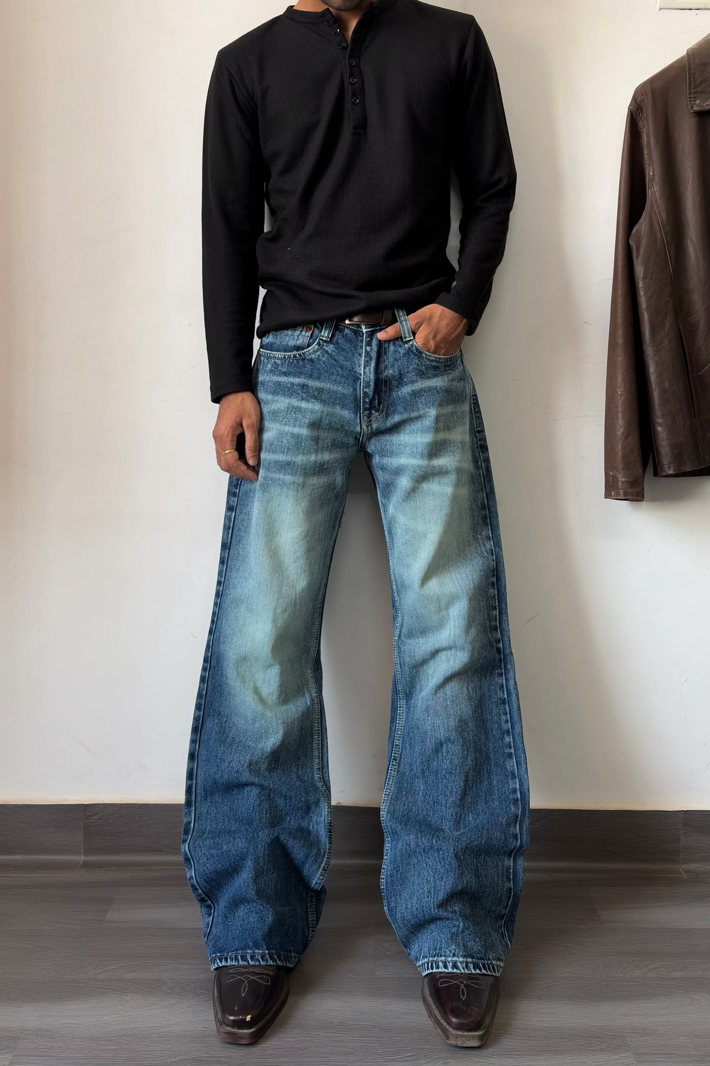 Ocean Blue Whiskered Bootcut