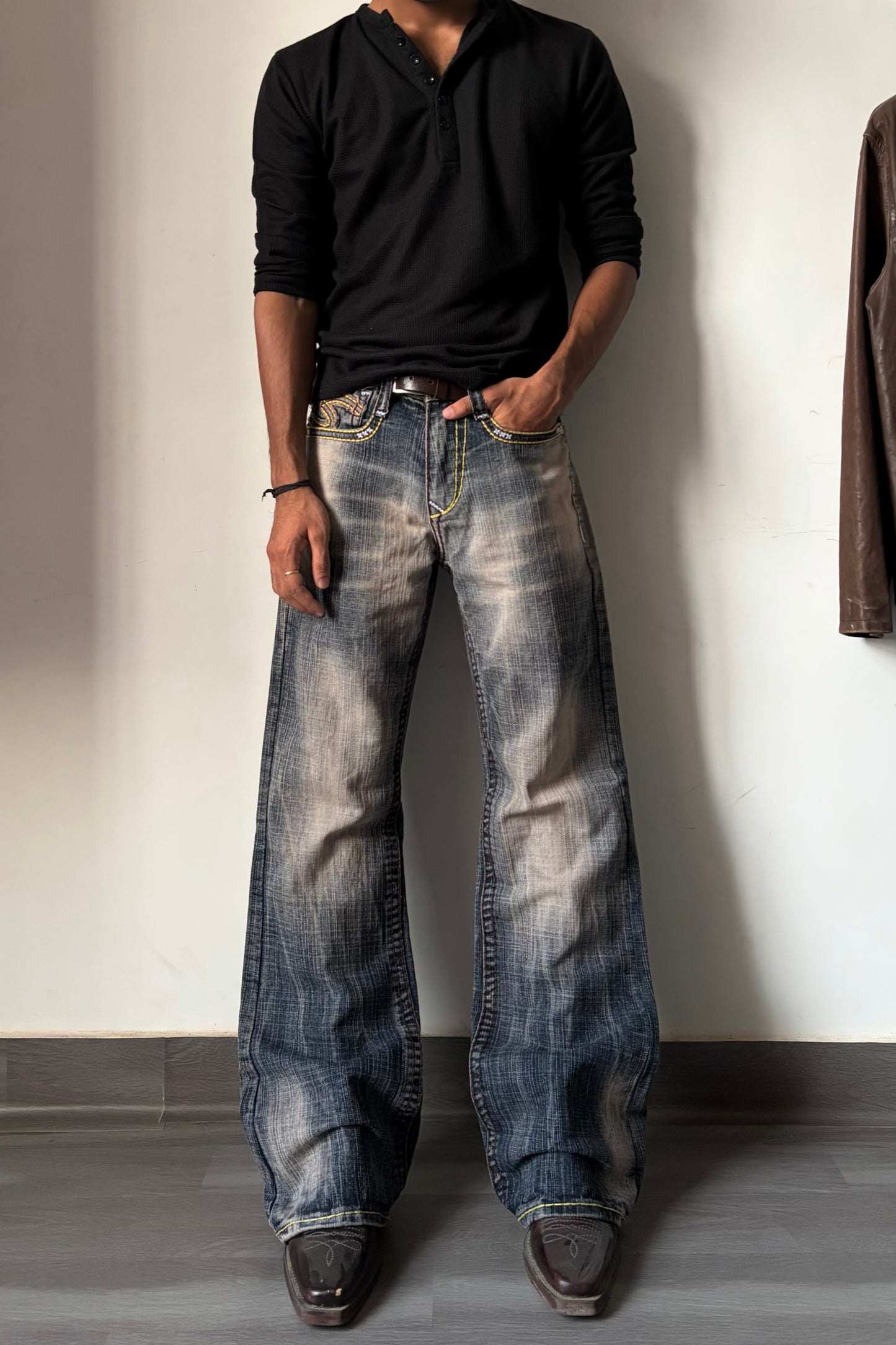 Burnt Script Muted Wash Bootcut